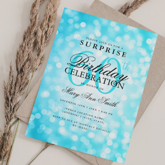 Elegantes SURPRISE 60. Geburtstag Türkisleuchten Einladung