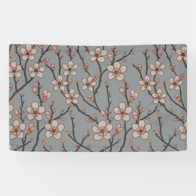 Elegantes süß rosa Blume Blossom Kirschmuster Banner (Horizontal)