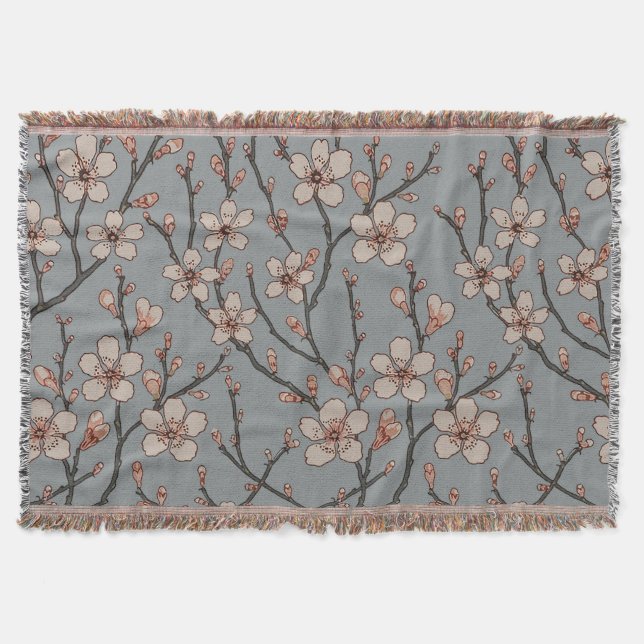 Elegantes süß rosa Blume Blossom Kirschmuster Decke (Vorderseite)