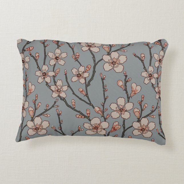 Elegantes süß rosa Blume Blossom Kirschmuster Dekokissen (Rückseite)