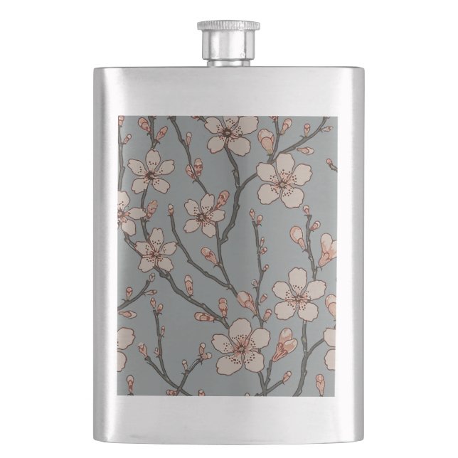 Elegantes süß rosa Blume Blossom Kirschmuster Flachmann (Vorderseite)