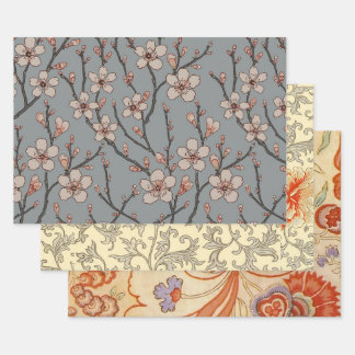 Elegantes süß rosa Blume Blossom Kirschmuster Geschenkpapier Set