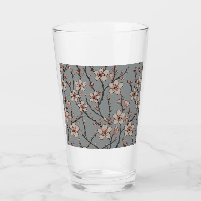 Elegantes süß rosa Blume Blossom Kirschmuster Glas (Vorderseite)