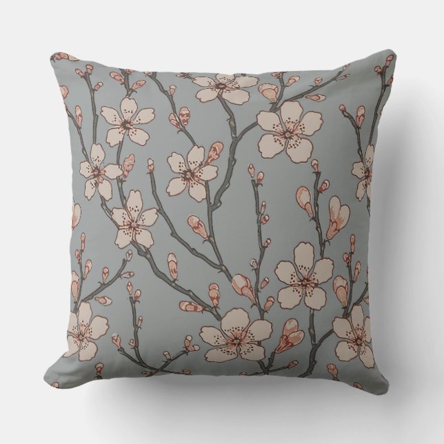 Elegantes süß rosa Blume Blossom Kirschmuster Kissen (Vorderseite)