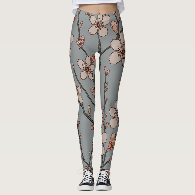 Elegantes süß rosa Blume Blossom Kirschmuster Leggings (Vorderseite)