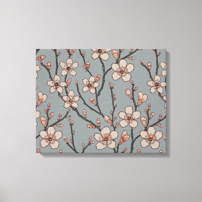 Elegantes süß rosa Blume Blossom Kirschmuster Leinwanddruck (Vorderseite)