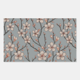 Elegantes süß rosa Blume Blossom Kirschmuster Rechteckiger Aufkleber