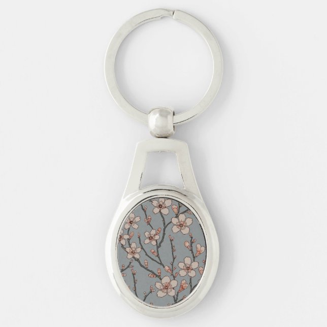 Elegantes süß rosa Blume Blossom Kirschmuster Schlüsselanhänger (Vorderseite)