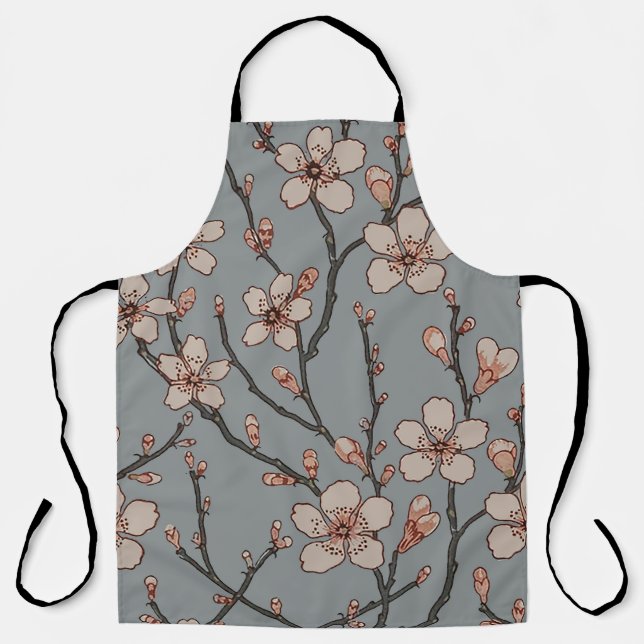 Elegantes süß rosa Blume Blossom Kirschmuster Schürze (Vorderseite)
