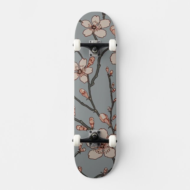 Elegantes süß rosa Blume Blossom Kirschmuster Skateboard (Vorderseite)