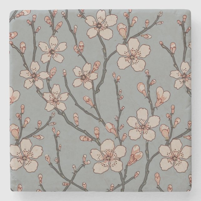 Elegantes süß rosa Blume Blossom Kirschmuster Steinuntersetzer (Vorderseite)