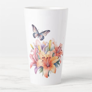 Elegantes süßes Blumen- und Schmetterlingsdesign Milchtasse