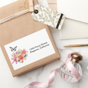 Elegantes süßes Blumen- und Schmetterlingsdesign Rechteckiger Aufkleber