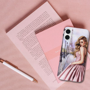 Elegantes süßes Mädchen in der Nähe des Eiffelturm iPhone 16 Plus Hülle