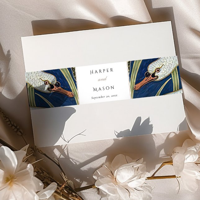 Elegantes Swan-Themed Wedding Invitation Bly Band (Von Creator hochgeladen)