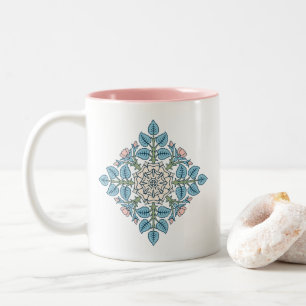 Elegantes symmetrisches Blumenmedaillon Zweifarbige Tasse