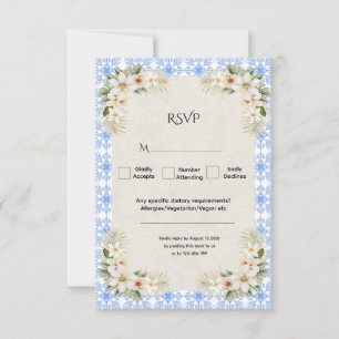 Elegantes Talavera Blau Romantisches Floral  RSVP Karte