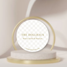 Elegantes Tan Checkered Gold Boutique Event Displa