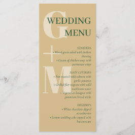 Elegantes Tan & Green Typografy Wedding Menu Menükarte