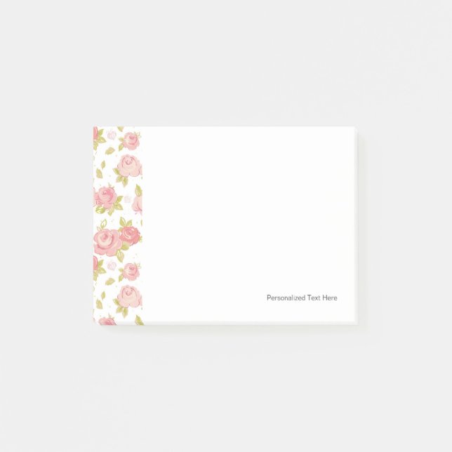 Elegantes Tapetenmuster von rosa Rosen 3 Post-it Klebezettel (Vorderseite)