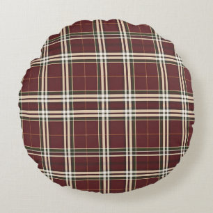 Elegantes Tartan-Inspiriertes Rundes Kissen