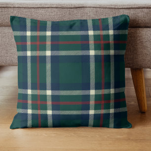 Elegantes Tartan-Karo Grünes Vornehmes Weihnachten Kissen