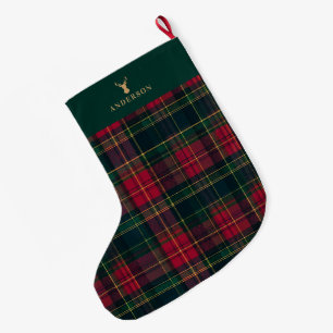 Elegantes Tartan-Karomuster Frohe Weihnachten Fami Großer Weihnachtsstrumpf