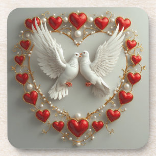 Elegantes Taubenpaar, das Liebe und Einheit symbol Getränkeuntersetzer