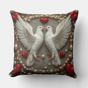 Elegantes Taubenpaar, das Liebe und Einheit symbol Kissen