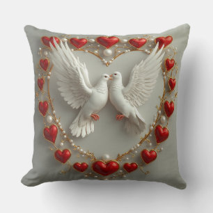 Elegantes Taubenpaar, das Liebe und Einheit symbol Kissen