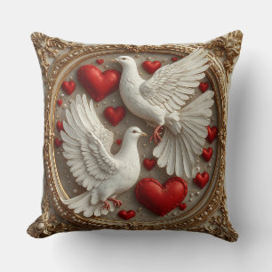 Elegantes Taubenpaar, das Liebe und Einheit symbol Kissen