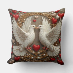 Elegantes Taubenpaar, das Liebe und Einheit symbol Kissen