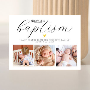 Elegantes Tauf-Dankeschön-Foto mit Schrift 3 Postkarte