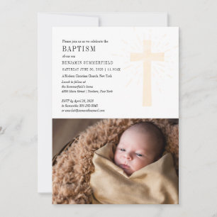 Elegantes Tauf-Religionsereignis Baby-Foto Einladung