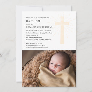 Elegantes Tauf-Religionsereignis Baby-Foto Einladung