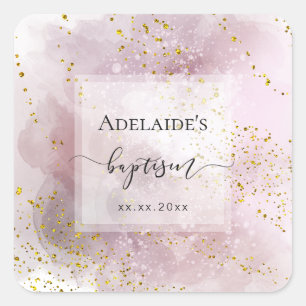 elegantes Taufbaby Quadratischer Aufkleber