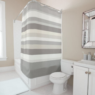 Elegantes Taupe-Creme- und Grau gestreiftes Farmho Duschvorhang