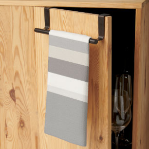 Elegantes Taupe-Creme und Grau gestreiftes Farmhou Geschirrtuch