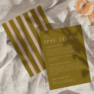 Elegantes Taupe-Gold-Old-Money-Hochzeitsdetails Begleitkarte