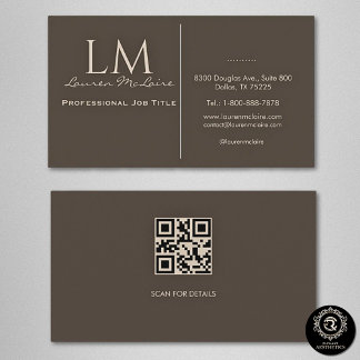 Elegantes Taupe QR Code Visitenkarte