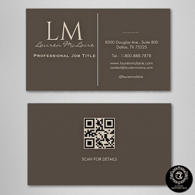 Elegantes Taupe QR Code Visitenkarte (Von Creator hochgeladen)
