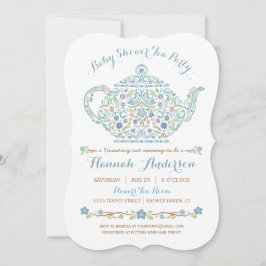 Elegantes Tea Party Boy Baby Dusche ・ Teekanne Einladung