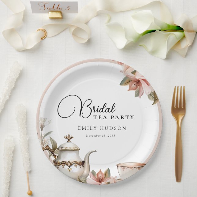 Elegantes Tea Party Brautparty Pappteller (Hochzeit)