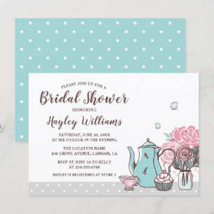 Elegantes Tea Party Butterfly Brautparty Einladung