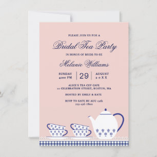 Elegantes Tea Party Rosa Brautparty Einladung