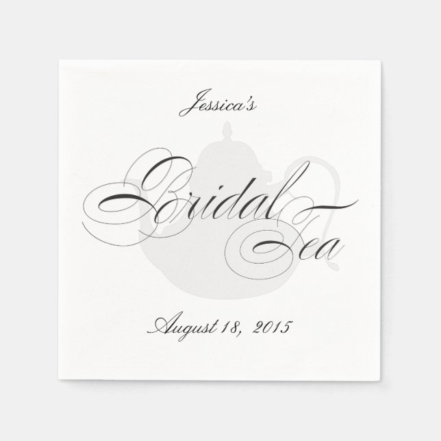 Elegantes Tea Pot Brautparty Personalisiert Napkin Serviette (Vorderseite)