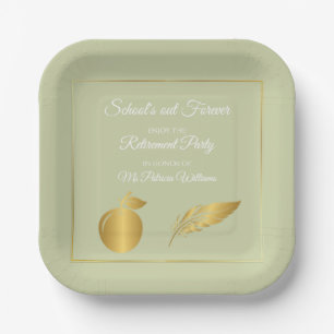 Elegantes Teachers Golden Pastel Retirement Party Pappteller