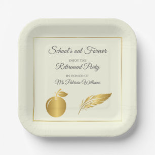 Elegantes Teachers Golden Pastel Retirement Party Pappteller