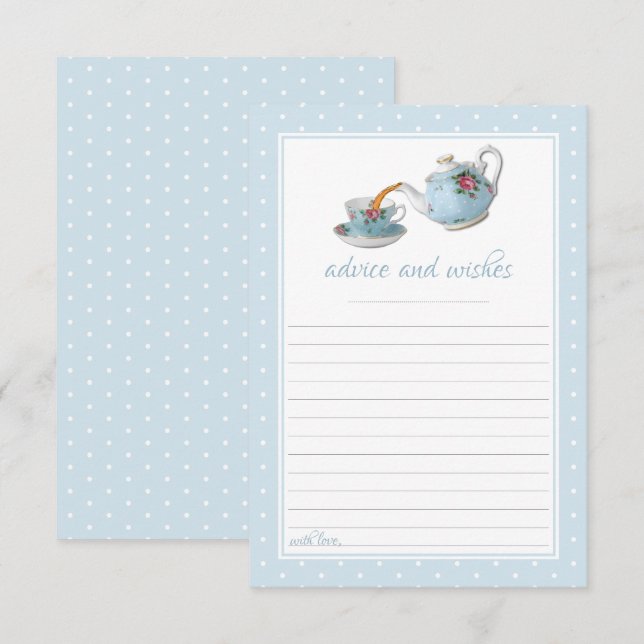 Elegantes Teacups Baby Dusche Tee Party Hinweiskarte (Vorne/Hinten)