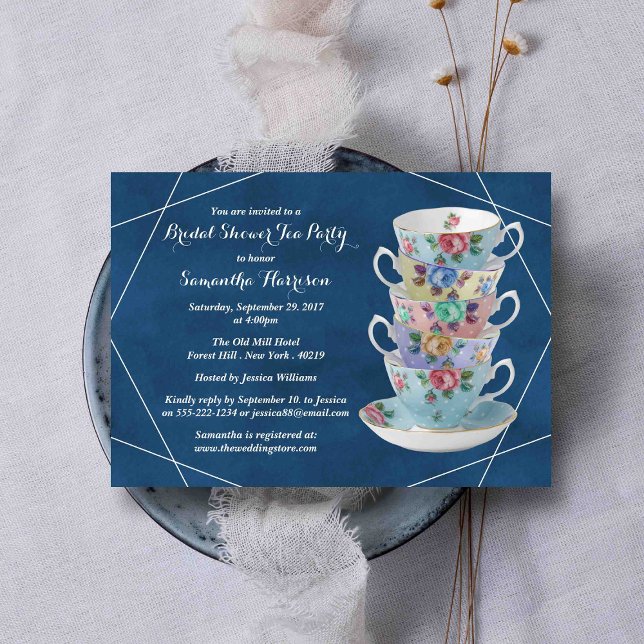 Elegantes Teacups Brautparty Teezeremonie Party Einladung (Von Creator hochgeladen)